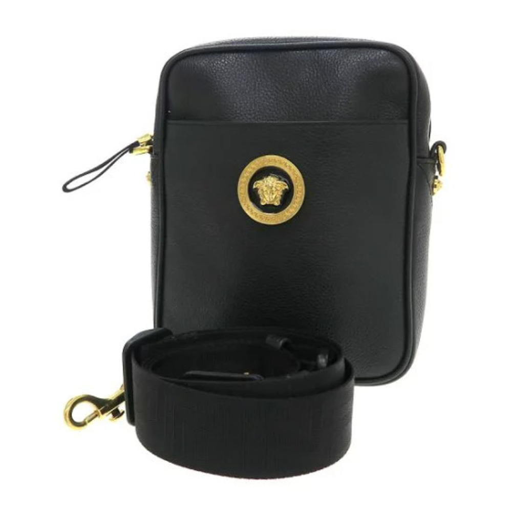 Versace La Medusa bag black leather prominent goldtone Medusa emblem